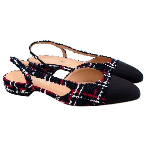 chanel tweed slingback flats